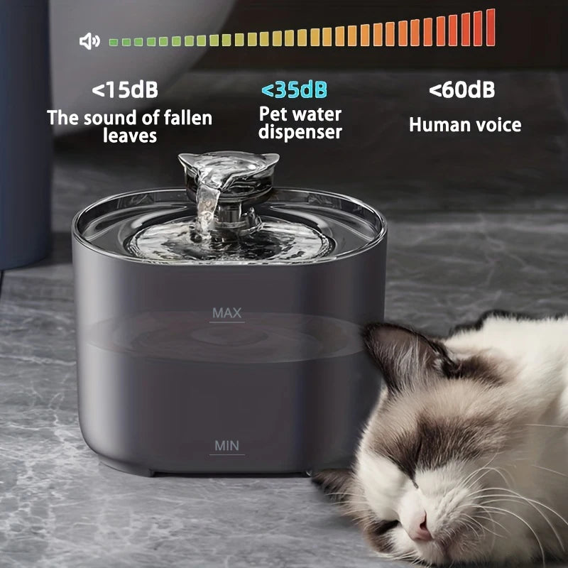Smart Cat Water Fountain 2.2L, Pet Water Dispenser with Filter, Dog Drinking Fountain for Cats, Ultra Quiet Water Pump