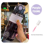 750ml/1000ml Large Capacity Sports Water Bottle Waterproof Plastic Water Cup Outdoor Travel Cycling Hiking Camping Gym Drinkware