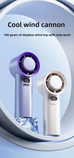 Outdoor Handheld Cold Compress Fan 3600mAh Quite High-speed Cold Air USB Rechargeable Mini Turbo Fan with Lanyard Portable Fan