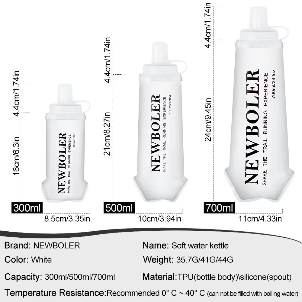 Garrafa 300/500/700ml – Dobrável em Silicone com Bocal de Mordida para Outdoor