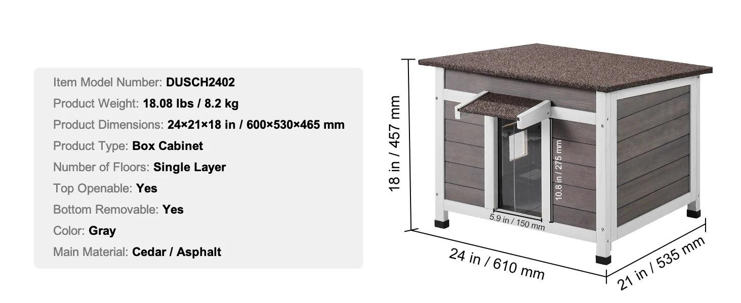 SucceBuy Outdoor Cat House Weatherproof, Feral Cat Shelter for Cat Outdoor Wooden Cat Rabbit House with All-Round Foam Insulated