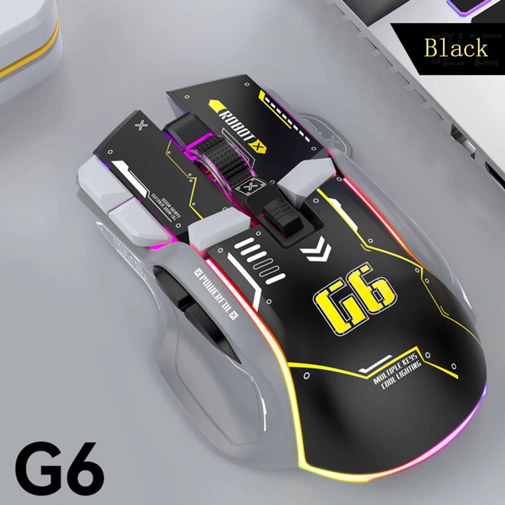 Mechanical Gaming Mouse FreeWolf G6 12-keys Wired Mouse ChipA826 RGB Macro-programmable Ergonomic Superior Design for Gaming