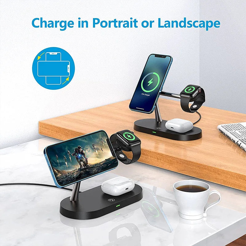 3-in-1 Wireless Magnetic Charger for iPhone 16 15 14 13 12, Fast Charging Station for Apple Watch 10 9 8 7 6 5 4, AirPods 2 3 Pro