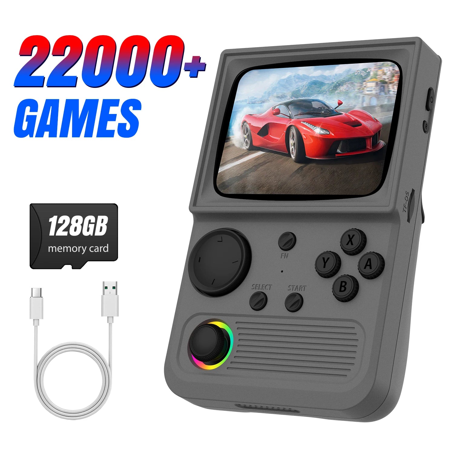 AISLPC R36T Retro TV Handheld Game Console 22000+Games EmuELEC System 3.5 Inch IPS Screen 64/128GB Portable Pocket Video Player