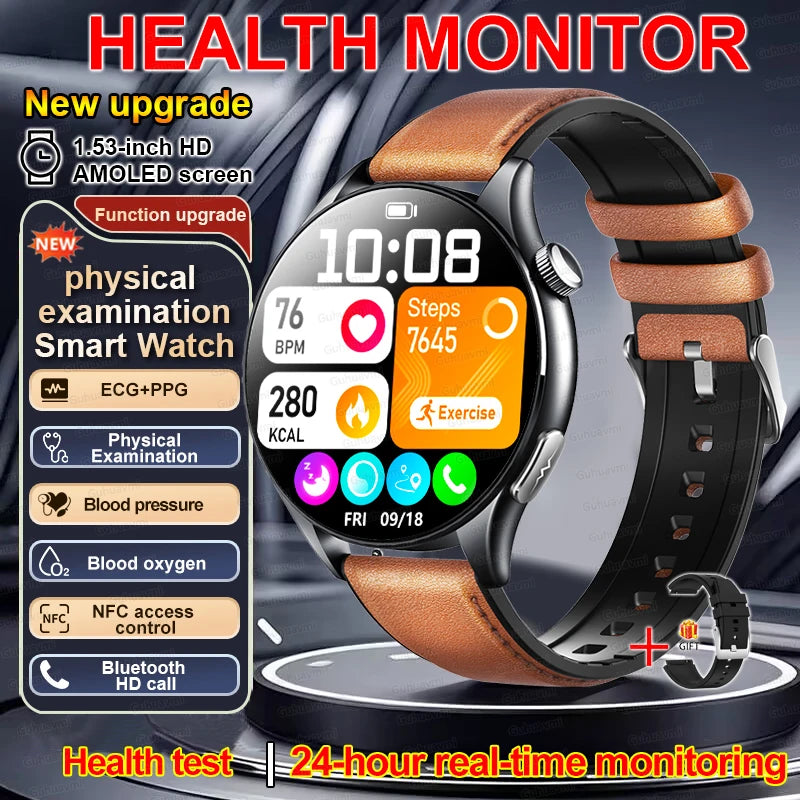 2026 New Smart Watch ECG+PPG Health Monitoring Blood Pressure Uric Acid Fitness Tracker Clock Sport Call Smartwatch Customizable Dial