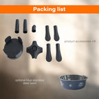 Adjustable elevated bowl stand with non-slip base, 3 height tilt settings (14-24.5cm). Stainless steel dish bowls for dogs and cats.