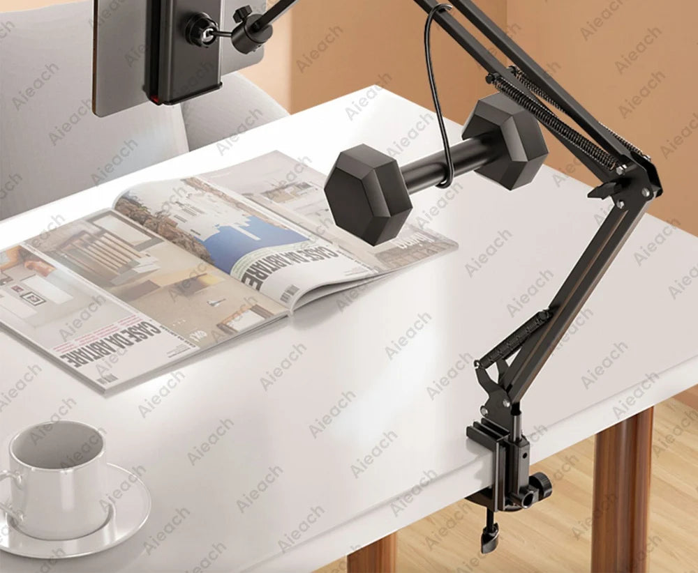 Suporte de Tablet para Cama com Braço Metálico 90 cm e Rotação 360°