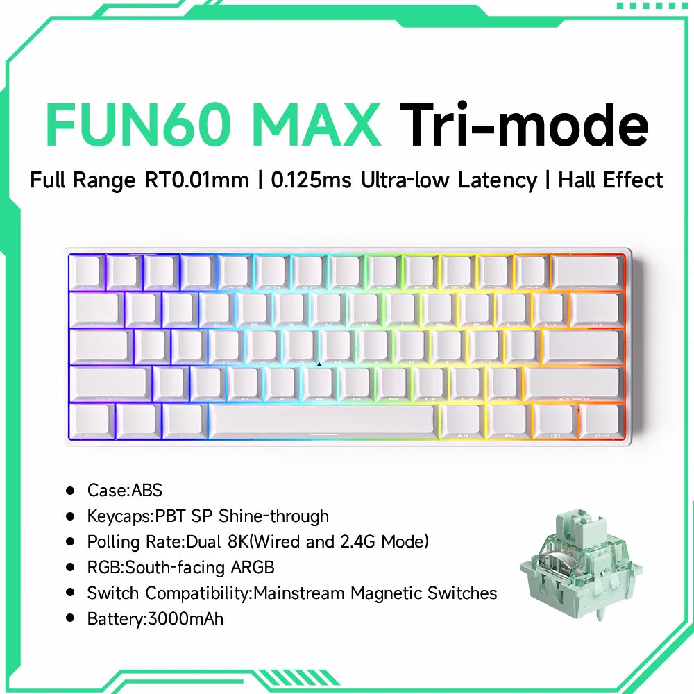 Akko MonsGeek FUN60 Magnetic Switch 60% Magnetic Switch Gaming Keyboards Rapid Trigger 0.01mm 8K ARGB HE/TMR Custom Keyboard