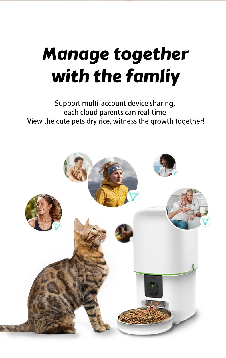 1080P HD Camera Automatic Cat Feeder with 5G WiFi Tuya Pet Cat Smart Food Kibble Dispenser Auto Feeder for Cats Dog Accessories