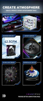 Ventoinha LDPCSJ Prism 5 Pro 120mm — ARGB, PWM 4‑PIN, Alto Fluxo