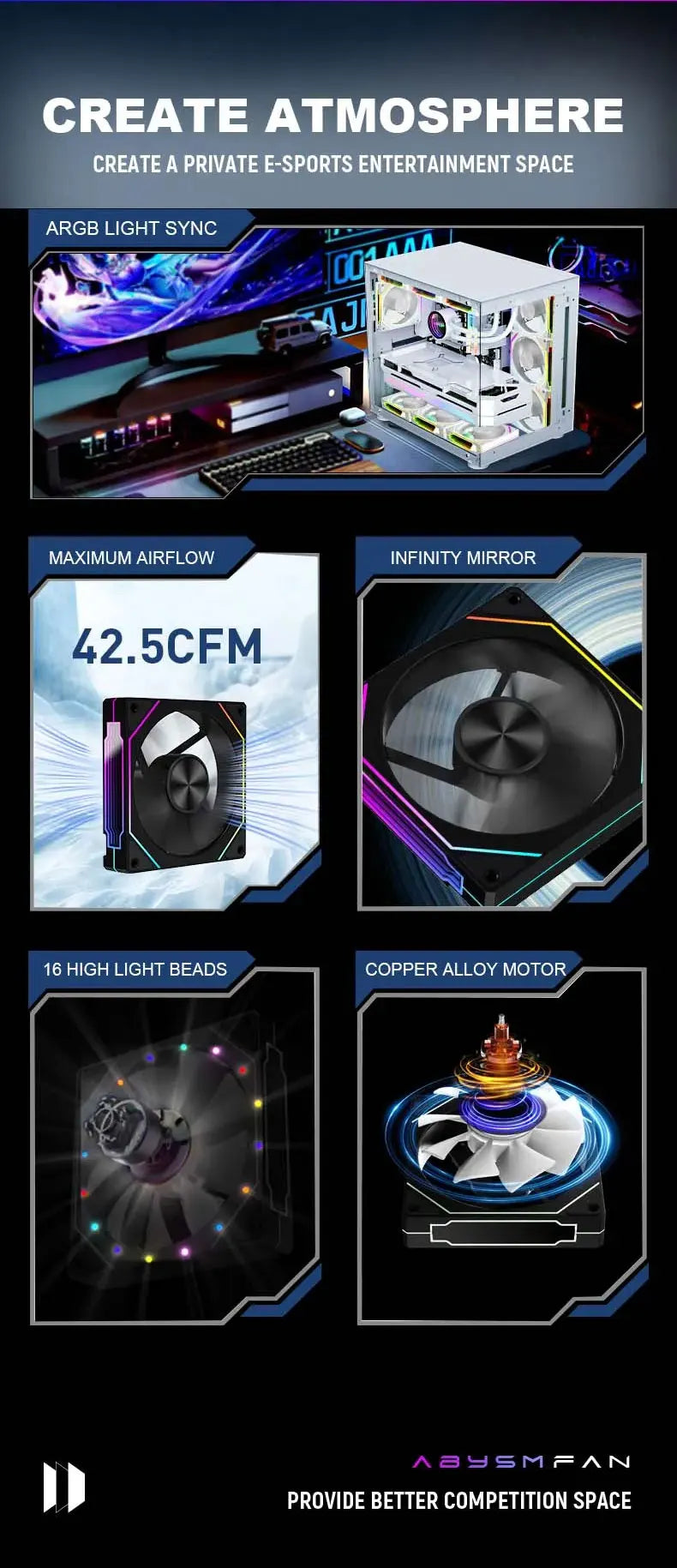 Ventoinha LDPCSJ Prism 5 Pro 120mm — ARGB, PWM 4‑PIN, Alto Fluxo