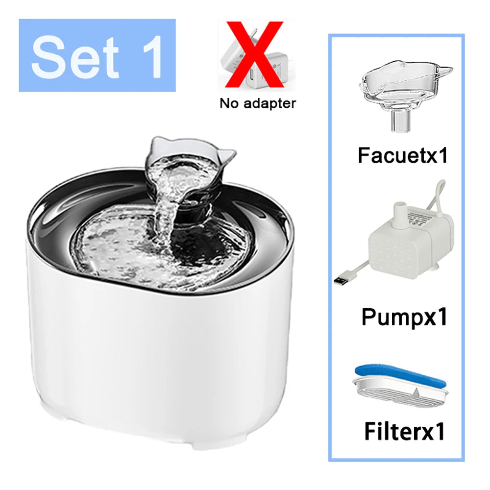 Smart Cat Water Fountain 2.2L, Pet Water Dispenser with Filter, Dog Drinking Fountain for Cats, Ultra Quiet Water Pump