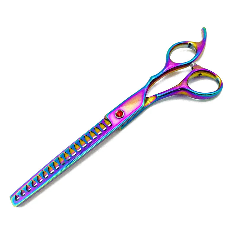 Colorful curved dog trimming clippers, 7.0 inch professional dog cutting scissors, pet trimming scissors.
