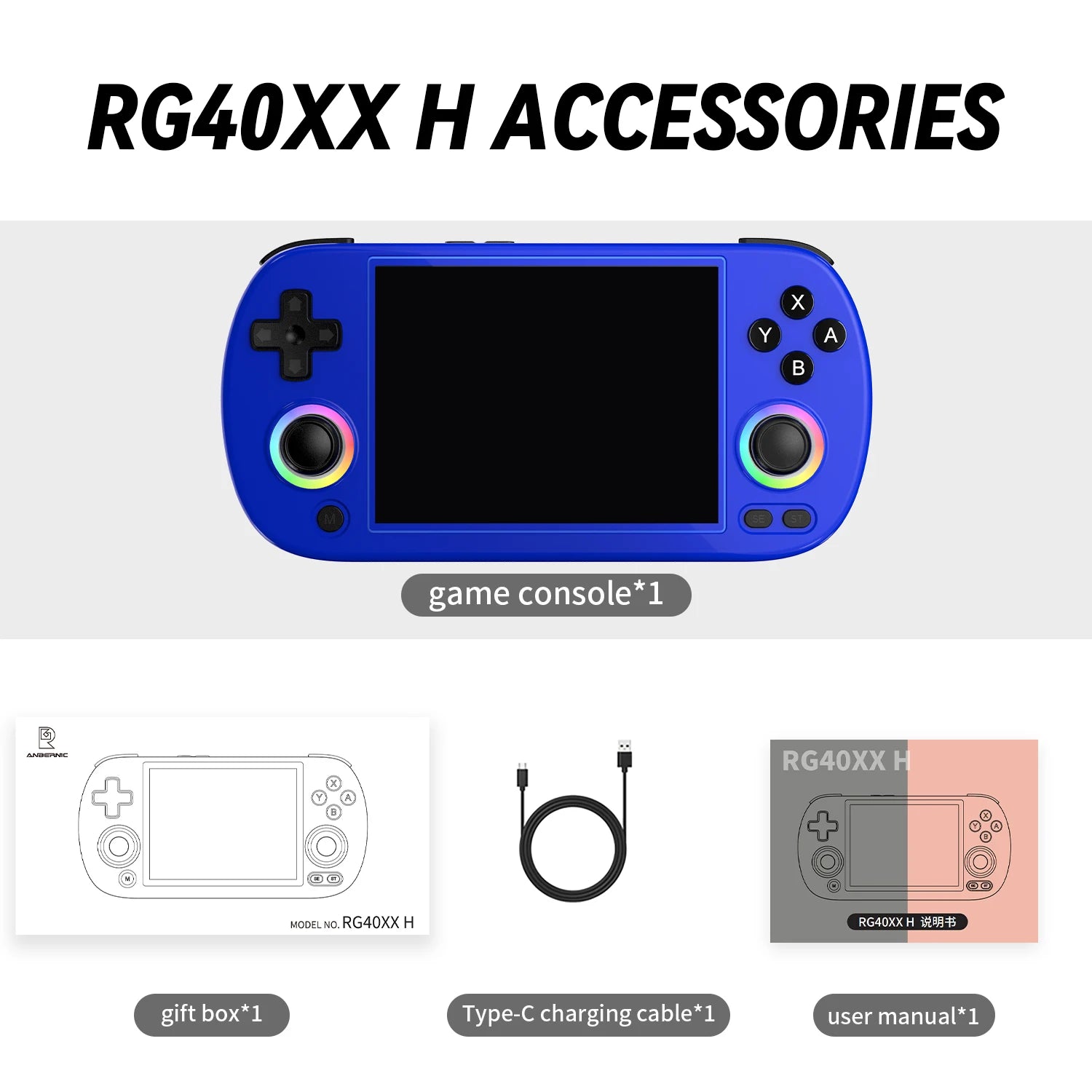 Anbernic RG40XX H 4.0” Handheld Game Console RG40XXH Retro Gaming Player 64G Preloaded 5000+ Games Portable Linux 64-bit System