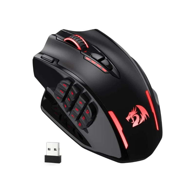 Redragon M913 Gaming 16000 DPI Wired 2.4Ghz Wireless RGB Optical Gaming Mouse with 16 Programmable Buttons, Black/White