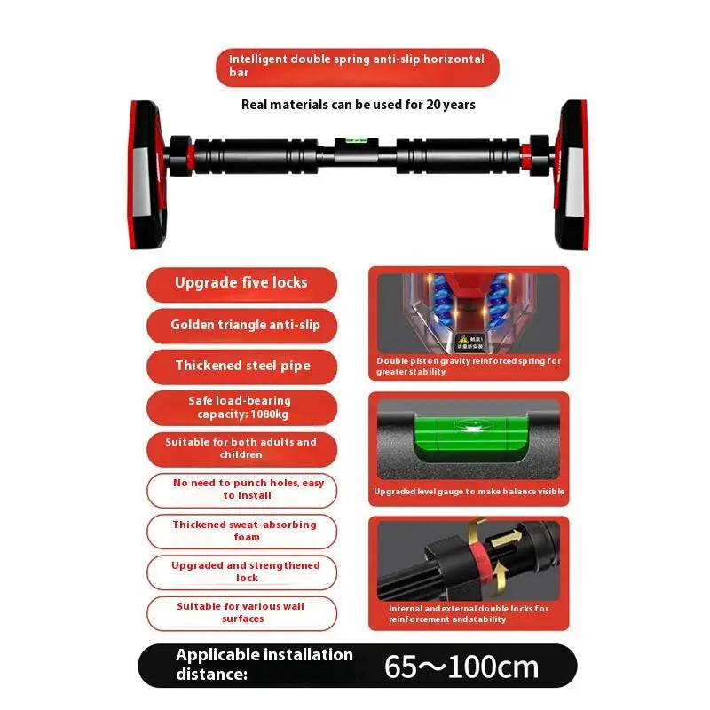HUA Home Gym Pull-Up Bars Training Horizontal Bar Non-Slip Telescopic Chin Up Bar Fitness Training Bar Anti-Reversing Sit Up Bar
