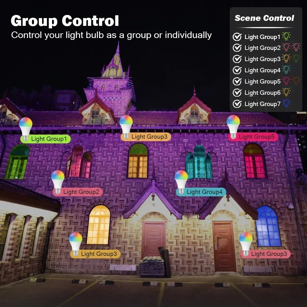 RGB Smart LED Bulb Dimmable Tuya Gu10 C37 A60 T37 E14 E27 B22 Light Wifi Magic Lamp AC 110V 220V Works with Alexa Google Home