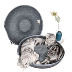 Túnel Redondo Interativo para Gatos – Ninho de Feltro 2 em 1 com Arranhador e Cama Donut