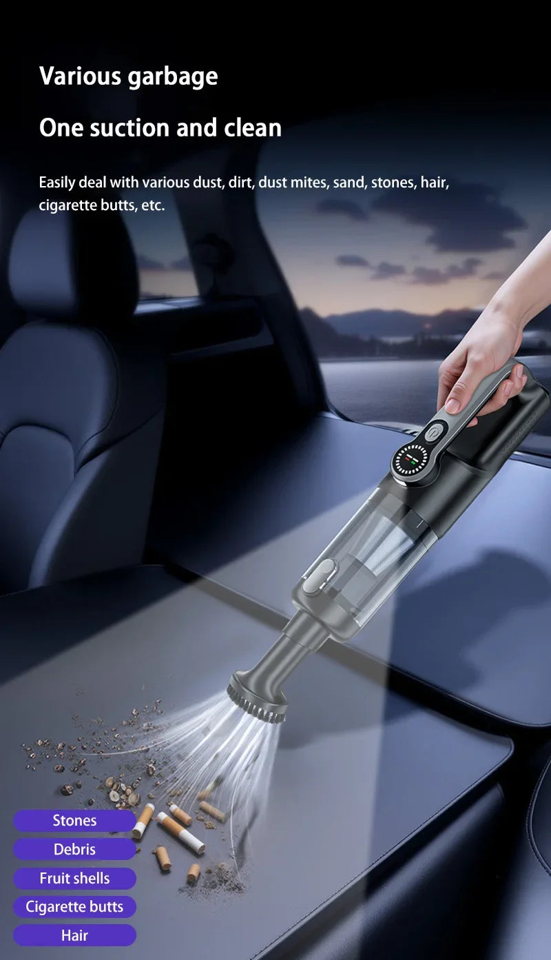 Cordless car vacuum cleaner, one-button dust removal, high-power portable vacuum cleaner, large suction mini vacuum cleaner.