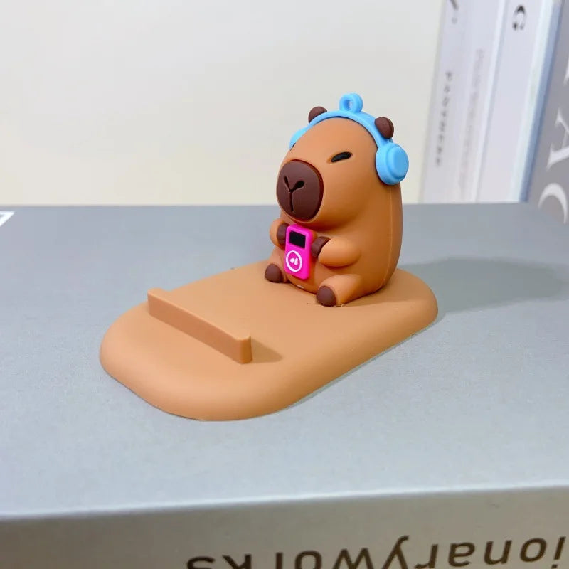 Capybara Phone Stand with Eyes Expressive Non-Slip Base Desk Organizer for Home Office Decor Gift