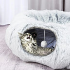 Túnel‑Cama para Gatos – Ninho Dobrável 2 em 1, Quentinho para o Inverno