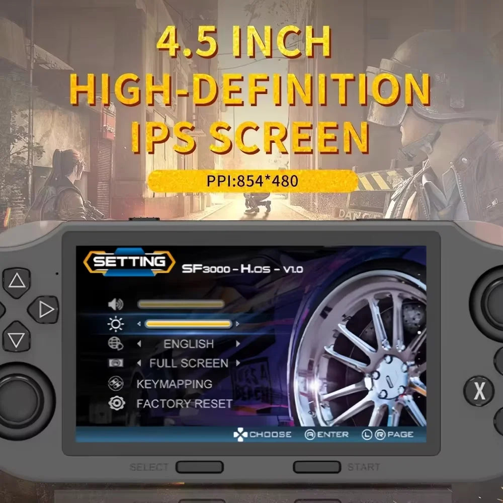 SF3000 Retro Handheld Video Game Console Classic Games Pocket Player with 4.5-inch IPS Screen, Portable Linux System, 3000mAh Battery