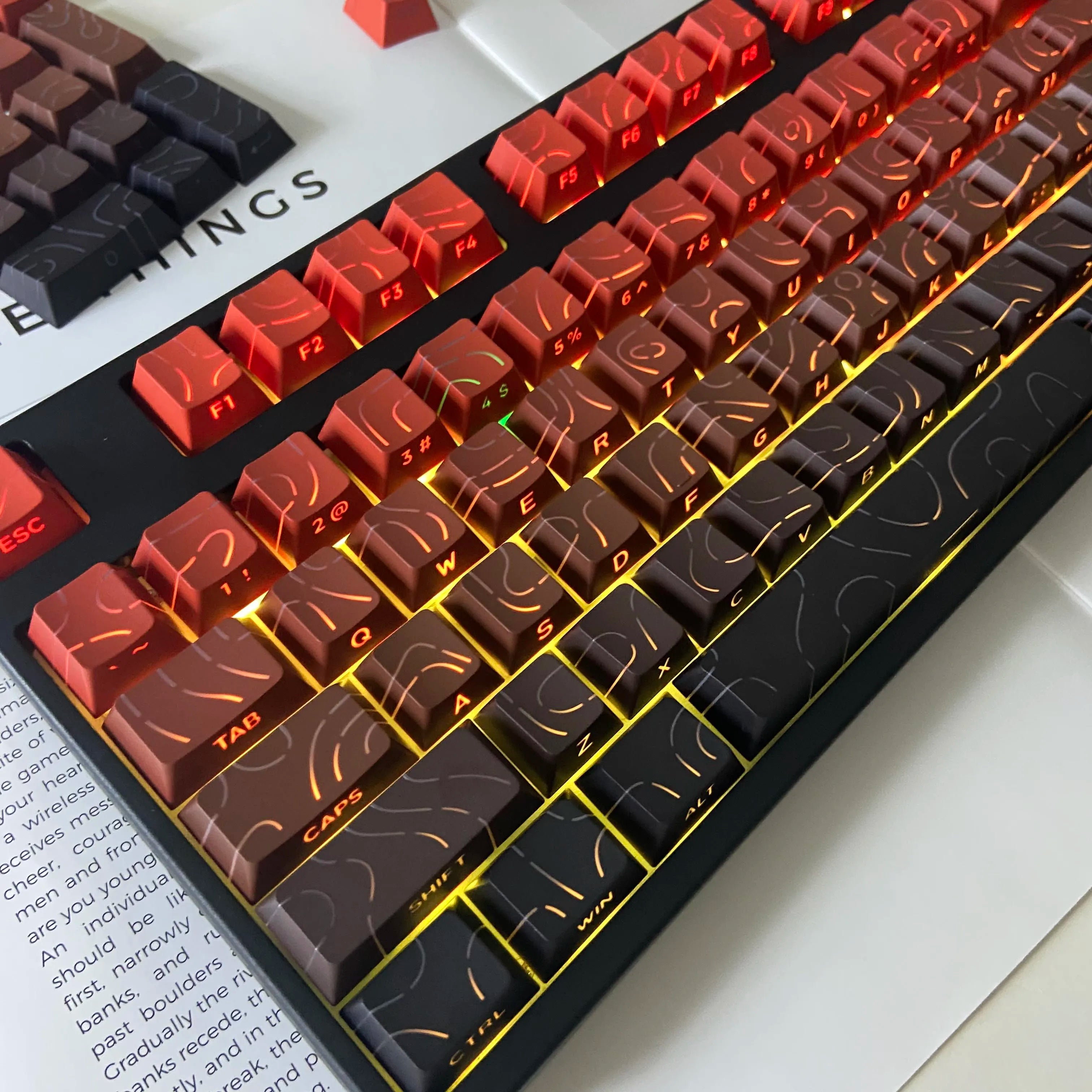 Line Gradient Side Shine Through Keycaps Cherry Profile PBT Custom Keycaps for 60% 65% 75% 96% 98% 100% Mechanical Keyboard