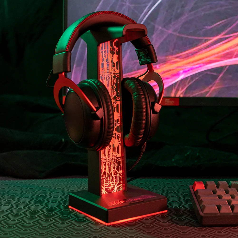 Suporte RGB para Headphones com 2 Portas USB — Hanger Gaming de Secretária