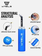 WRELS TPU Collapsible Soft Water Bottle for Hydration Pack Soft Flask Folding Water Bottles BPA-Free Sports Running Bottles