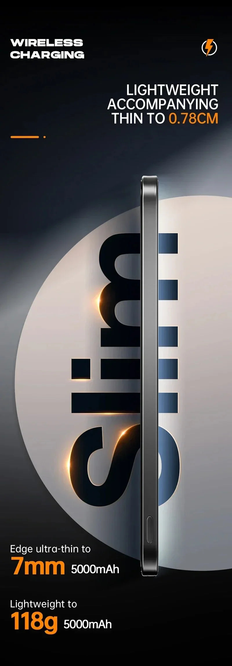 10000mAh 20W Wireless Magnetic Power Bank Portable Battery Charger for MagSafe iPhone 16, 15, 14, 13, and Samsung iWatch