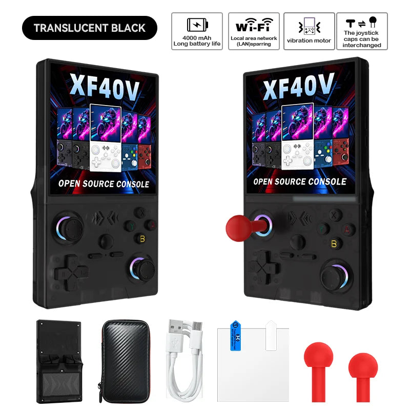Open Source XF40V Retro Handheld Game Console 4.0 Inch 720x720 IPS Screen Portable Hand Held Retro Video Gaming Player