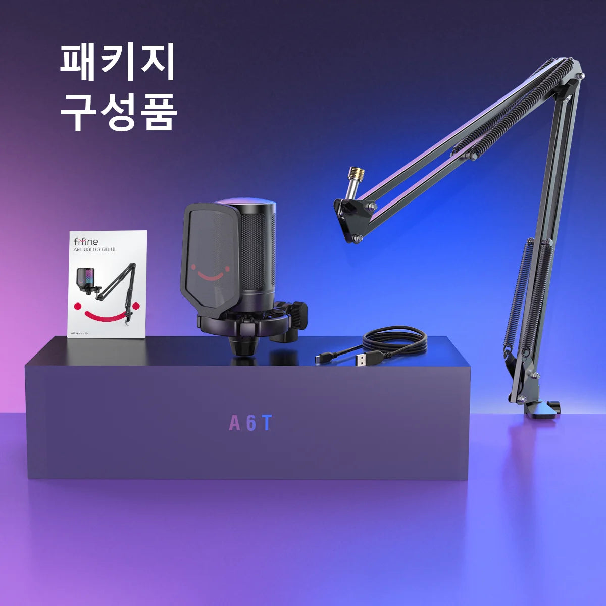 FIFINE A6T — Microfone USB Condensador com Mute, RGB e Braço Articulado