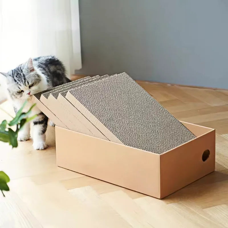 4-Pack 1 Cat Scratching Post Cardboard Box for Indoor Cats, Cat Scratching Mat Cardboard Box for Indoor Cats and Kittens