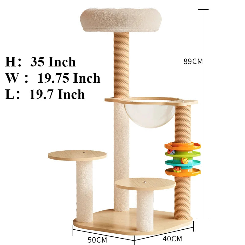 JIABINFU Cat Tree Sisal Rope Cat Tower Cat Scrapers Scratching Post for Cats Toys,Grinding Paws Multi-Level Cat Climbing Frame