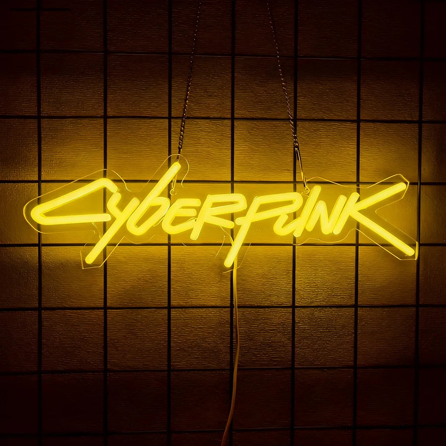 Cyberpunk Neon Sign, LED Game Sign for Wall Decoration, Shooting Games Neon Light for Game Room, Man Cave Room Decoration