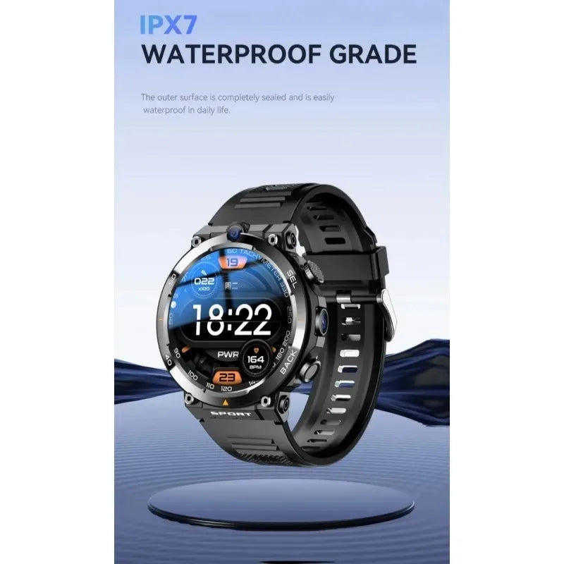 H10 4G LTE Men's Smartwatch: Dual 500W camera for video calls, 4 + 128 GB, WiFi NFC, 1380mAh battery