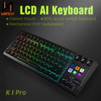 MRSVI K1 PRO Visual LCD AI Keyboard 80% Gaming Mechanical Keyboard Macro Red Axis Wired Detachable Cable RGB Backlight Hot Swap