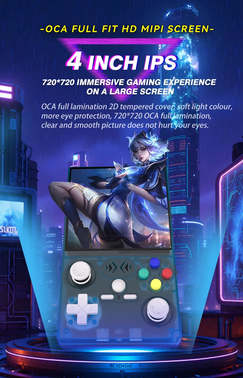 Open Source XF40V Retro Handheld Game Console 4.0 Inch 720x720 IPS Screen Portable Hand Held Retro Video Gaming Player