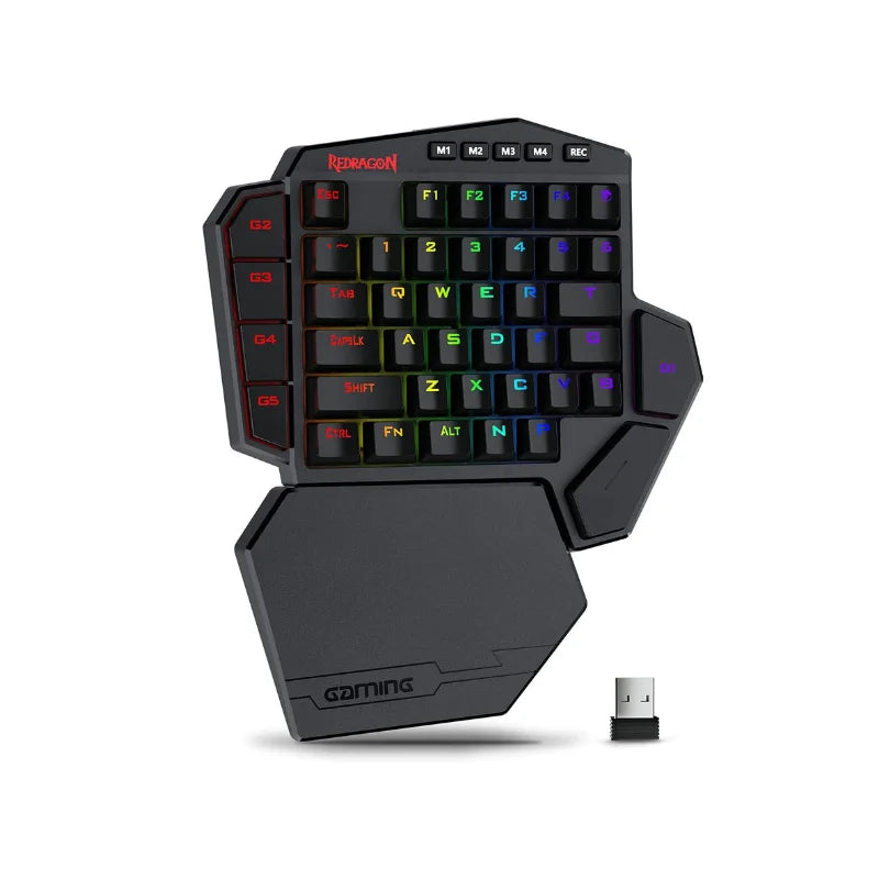Redragon K585 PRO Wireless One-Handed Mechanical Keyboard 42 Keys 3-Mode RGB 7 Onboard Macro Keys Detachable Wrist Support