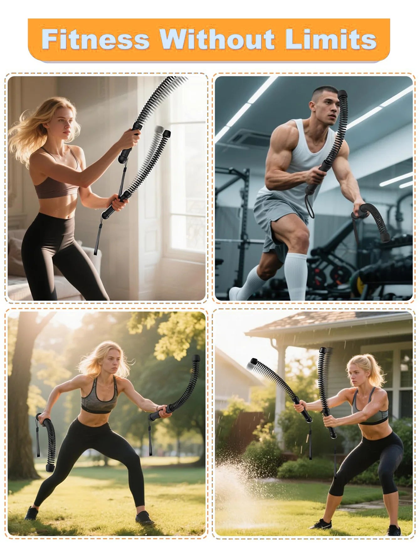 Fortalecedor de Braços com Mola Flexível — Conjunto de 2 para Bíceps e Tríceps