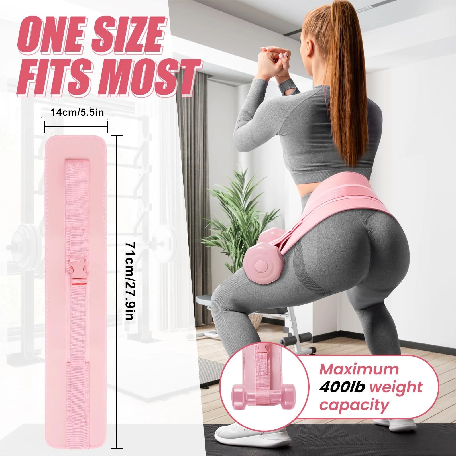 Exercise Hip Thrust Belt - Dumbbell Hip Thrust Belt, Thicken & Wide, Comfortable for Dumbbells, Kettlebells or Plates