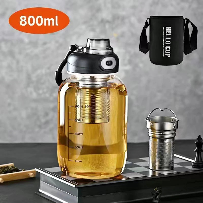 800/2500ml Large Glass Water Bottle with Lock Lid and Direct Drink Spout, Reusable Sports Water Bottle for Gym, Home, and Outdoor Use.