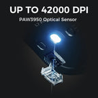 Rato MCHOSE L7 — PAW3395, 26K DPI, 39 g, Tri‑Mode, Dual 8K