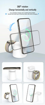 3 in 1 Magnetic Wireless Charger Stand For Magsafe iPhone 15 14 13 12 Pro Max Airpods IWatch 9 8 7 6 Fast Charging Dock Station