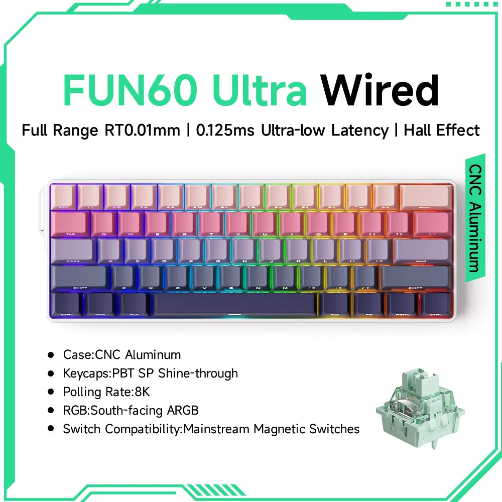 Akko MonsGeek FUN60 Magnetic Switch 60% Magnetic Switch Gaming Keyboards Rapid Trigger 0.01mm 8K ARGB HE/TMR Custom Keyboard