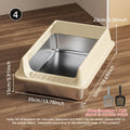 Stainless Steel Litter Box, Semi-enclosed Splash-proof And Leak-proof Design, Removable Lid, Suitable For Big Cats, And More