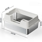 Stainless Steel Cat Litter Box with Lid and Scoop for Big Cat XL Metal Litter Pan Tray with High Wall Sides Enclosure Non-Sticky