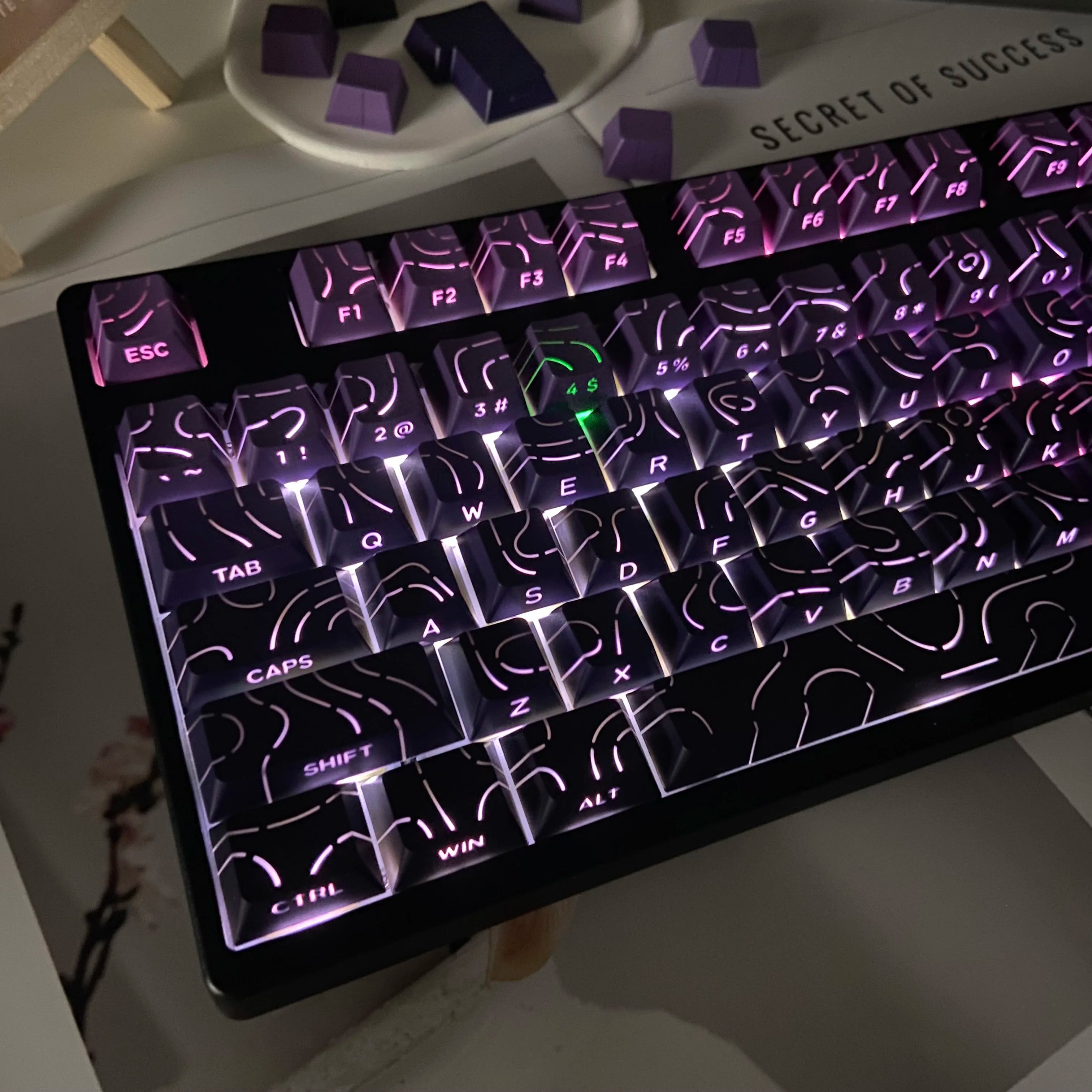 Line Gradient Side Shine Through Keycaps Cherry Profile PBT Custom Keycaps for 60% 65% 75% 96% 98% 100% Mechanical Keyboard