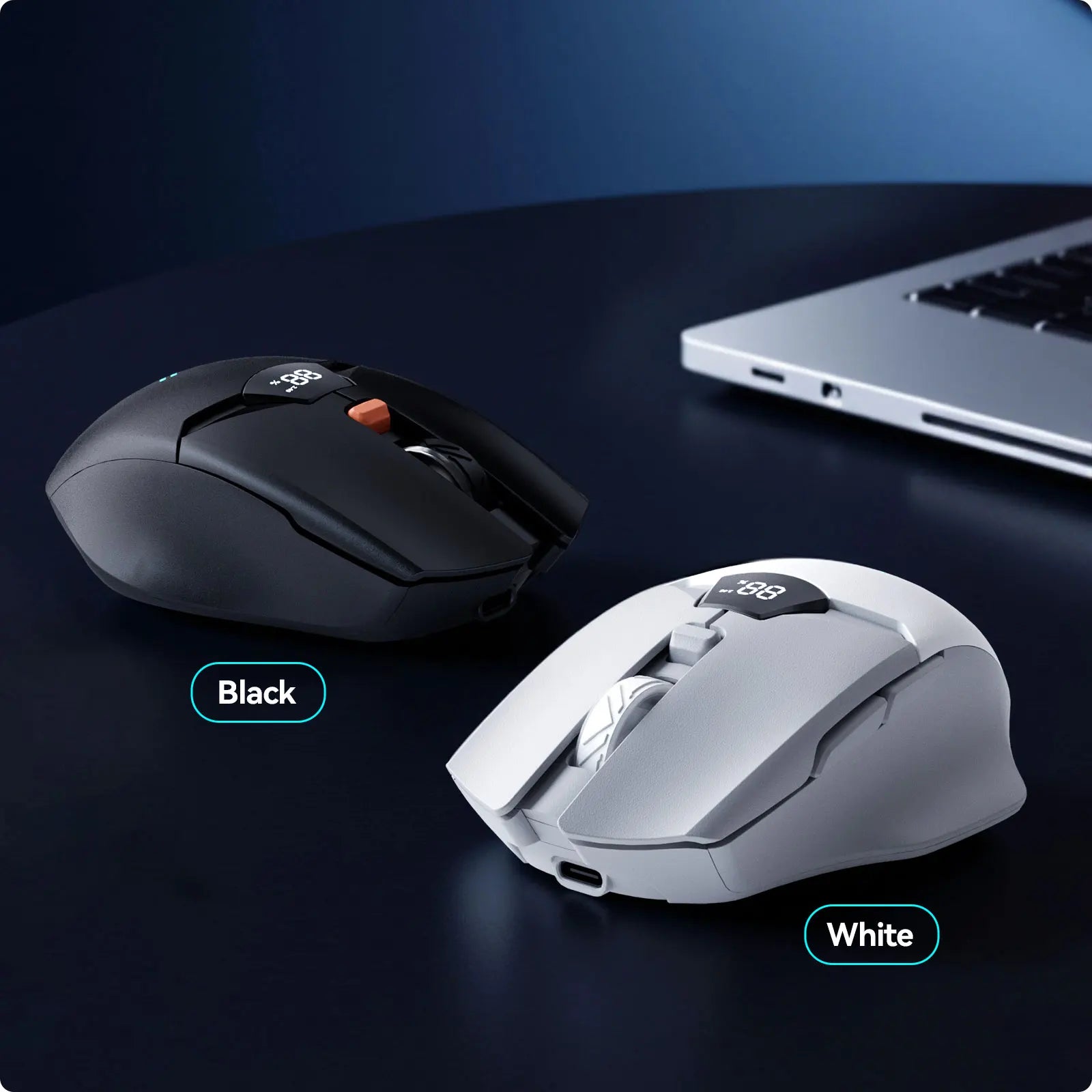 Wireless Bluetooth mouse with digital battery display, silent ergonomic mouse for PC Laptop Gaming, 2.4G / Bluetooth 5.0