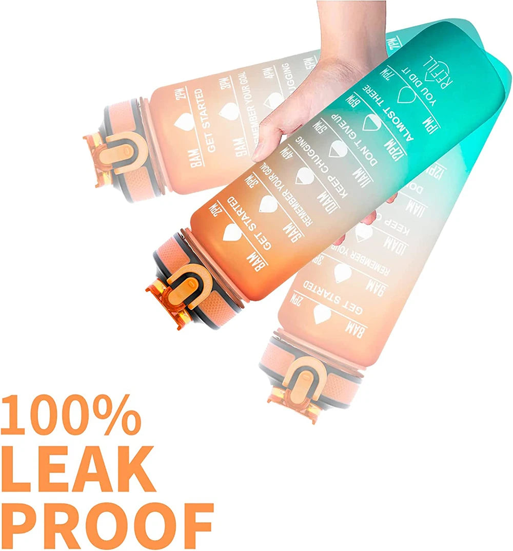 Motivational Sports Water Bottle, Leak-proof Drinking Bottles, Outdoor Travel, Hiking, Cycling, 750ml, 1000ml